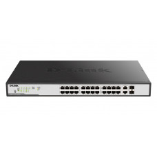 D-Link DGS-1100-26MP/C1A Настраиваемый коммутатор EasySmart с 24 портами 10/100/1000Base-T и 2 комбо-портами 100/1000Base-T/SFP (24 порта с поддержкой PoE 802.3af/802.3at (30 Вт), PoE-бюджет 370 Вт)