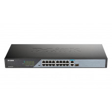 D-Link DSS-100E-18P/A1A Неуправляемый коммутатор с 16 портами 10/100Base-TX, 1 портом 10/100/1000Base-T и 1 комбо-портом 100/1000Base-T/SFP (16 портов PoE 802.3af/at, PoE-бюджет 230 Вт )