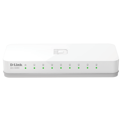  D-Link DES-1008C/B1A Неуправляемый коммутатор с 8 портами 10/100Base-TX и функцией энергосбережения