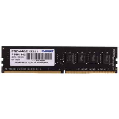 Оперативная память  Patriot DDR4 DIMM 4GB PSD44G213381 PC4-17000, 2133MHz