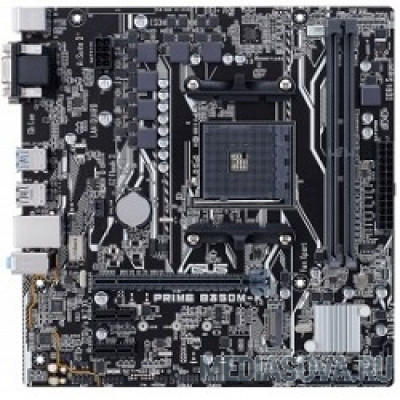 Материнская плата ASUS PRIME B350M-K RTL Socket AM4, AMD B350, 2*DDR4, PCI-E, SATA 6Gb/s, M.2, 8ch, GLAN, USB3.1, D-SUB + DVI-D, mATX