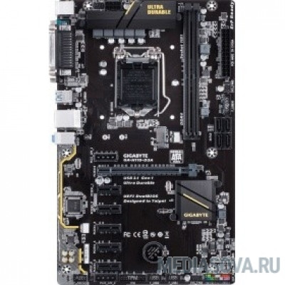 Материнская плата Gigabyte GA-H110-D3A RTL Socket 1151, iH110, 2*DDR4, 5xPCI-Ex1, SATA 6Gb/s, M.2, ALC887 8ch, GLAN, COM, USB3.0, D-SUB, ATX