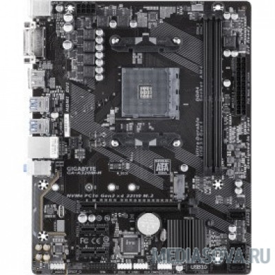 Материнская плата Gigabyte GA-A320M-H (V1.1) RTL  Socket AM4, AMD A320, 2xDDR4-2667, DVI-D+HDMI, 1xPCI-Ex16, 2xPCI-Ex1, 4xSATA3(RAID 0/1/10), 1xM.2, 8 Ch Audio, GLan, (2+4)xUSB2.0, (4+2)xUSB3.1, 2xPS/2, mATX