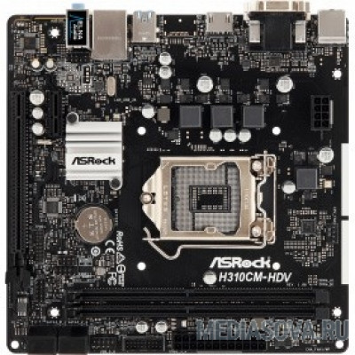 Материнская плата ASRock H310CM-HDV  RTL LGA 1151v2, Intel H310, слот 16x PCI-E 3.0; слот 1x PCI-E 2.0, DVI, D-Sub, HDMI