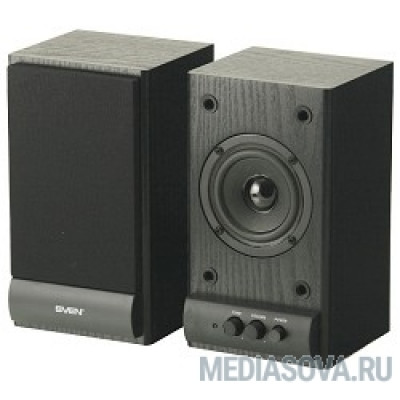  SVEN SPS-607, черный 2.0, Активные, 2х3 Вт (RMS), 80-18000 Гц, дерево