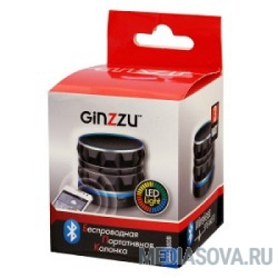  Ginzzu GM-880B (3Вт, 100Гц-20КГц, 300мАч, AUX, microSD, USB-flash, FM-радио, светодиодная подсветка музыкального сопровождения, цвет: черный) 
