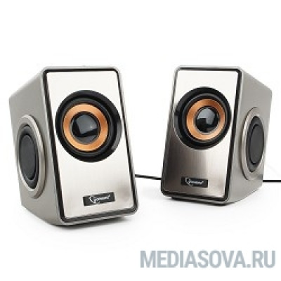  Акустич. система 2.0 Gembird SPK-400, пассивные излучатели, серебристый, 6 Вт, регулятор громкости, 					