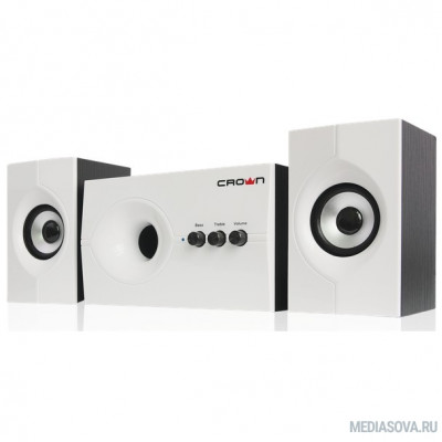  Акустическая система 2.1 CROWN CMS-350 ( Белая лицевая панель; МДФ, 15W+10WX 2=35W,Длина кабеля питания и аудио кабеля 2м;,Управление: питание, громкость, басс, высокие частоты.)