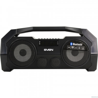  SVEN PS-465, черный (18 Вт, Bluetooth, FM, USB, microSD, LED-дисплей, 1800мА*ч)