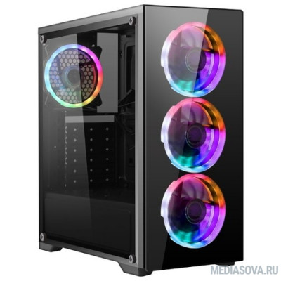  Ginzzu S600 FAN 12CM RGB*4  1*USB 3.0,2*USB 2.0,AU Full Acrylic  w/o PSU