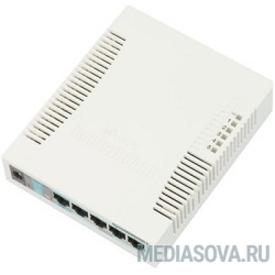  MikroTik RB260GS (CSS106-5G-1S) Коммутатор RouterBOARD 260GS 5-port Gigabit smart switch with SFP cage, SwOS, plastic case, PSU
