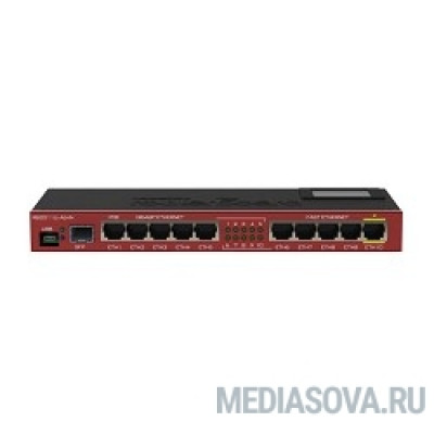  MikroTik RB2011UiAS-IN RouterBOARD Роутер для помещений: 10 Ethernet (5 Gigabit), 1 SFP, 128 МБ RAM, сенсорный дисплей и раздача PoE-питания