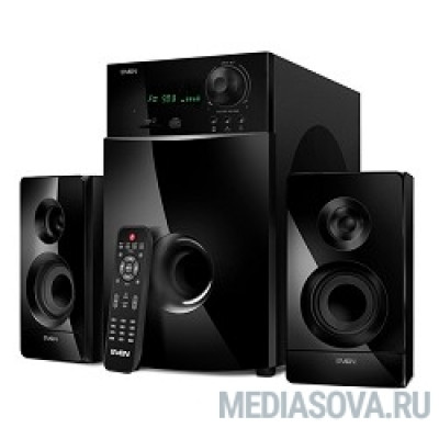  SVEN MS-2100, черный 2.1, 50Вт+2х15Вт, FM-тюнер, USB/SD, дисплей, ПДУ