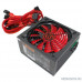 Блок питания Ginzzu PC500 14CM(Red) 80+ black,APFC,24+4p,2 PCI-E(6+2), 5*SATA, 4*IDE,оплетка, кабель питания,цветная коробка