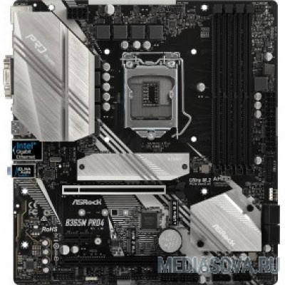 Материнская плата Asrock B365M Pro4 LGA1151 <B365> 2xPCI-E Dsub+DVI+HDMI GbLAN SATA MicroATX 4DDR4