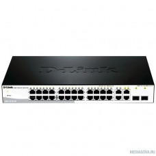 D-Link DES-1210-28/C1A Настраиваемый коммутатор WebSmart с 24 портами 10/100Base-TX, 2 портами 10/100/1000BASE-T, 2 комбо-портами 100/1000BASE-T/SFP