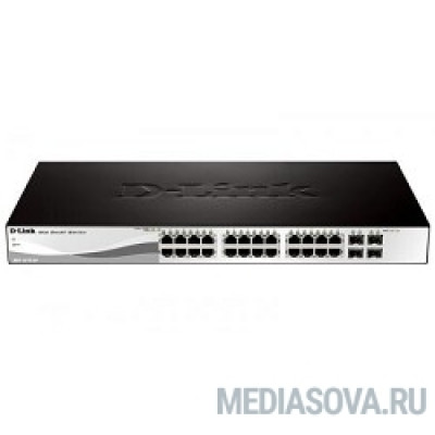  D-Link DGS-1210-28P/F1A Настраиваемый коммутатор WebSmart с 24 портами 10/100/1000Base-T и 4 комбо-портами 100/1000Base-T/SFP (24 порта с поддержкой PoE 802.3af/802.3at (30 Вт), PoE-бюджет 193 Вт)