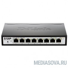 D-Link DGS-1100-08P/B1A Настраиваемый коммутатор EasySmart с 8 портами 10/100/1000Base-T с поддержкой PoE 802.3af/802.3at (30 Вт), PoE бюджет 64 Вт