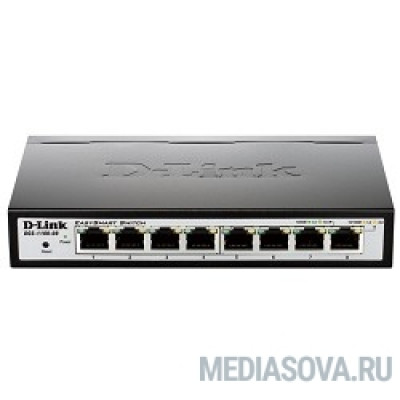  D-Link DGS-1100-08P/B1A Настраиваемый коммутатор EasySmart с 8 портами 10/100/1000Base-T с поддержкой PoE 802.3af/802.3at (30 Вт), PoE бюджет 64 Вт