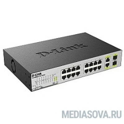  D-Link DES-1018MP/A1A PROJ Неуправляемый коммутатор с 16 портами 10/100Base-TX, 2 комбо-портами 100/1000Base-T/SFP и функцией энергосбережения (16 портов с поддержкой PoE 802.3af (15,4 Вт)