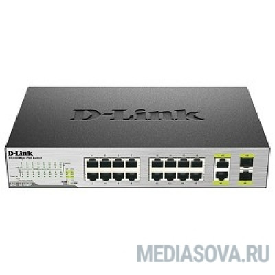  D-Link DES-1018P/A2A Неуправляемый коммутатор с 16 портами 10/100Base-TX, 2 комбо-портами 100/1000Base-T/SFP и функцией энергосбережения (8 портов с поддержкой PoE 802.3af (15,4 Вт), PoE-бюджет 80 Вт)