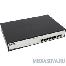 D-Link DGS-1008MP/A2A/B1A Неуправляемый коммутатор с 8 портами 10/100/1000Base-T с поддержкой PoE 802.3af/802.3at (30 Вт, PoE бюджет 140 Вт) и функцией энергосбережения