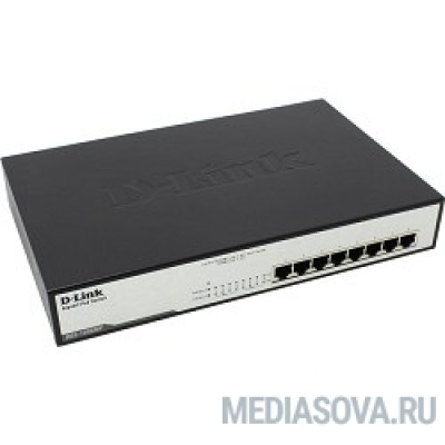  D-Link DGS-1008MP/A2A/B1A Неуправляемый коммутатор с 8 портами 10/100/1000Base-T с поддержкой PoE 802.3af/802.3at (30 Вт, PoE бюджет 140 Вт) и функцией энергосбережения