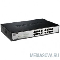 D-Link DGS-1016C/B1A Неуправляемый коммутатор с 16 портами 10/100/1000Base-T, функцией энергосбережения и поддержкой QoS(Внешний адаптер 12В/1А)