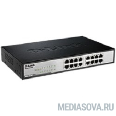  D-Link DGS-1016C/B1A Неуправляемый коммутатор с 16 портами 10/100/1000Base-T, функцией энергосбережения и поддержкой QoS(Внешний адаптер 12В/1А)