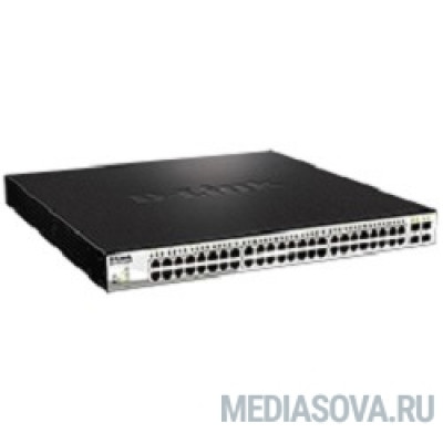  D-Link DGS-1210-52MPP/E1A PROJ Настраиваемый коммутатор WebSmart с 48 портами 10/100/1000Base-T и 4 портами 1000Base-X SFP (порты 1-48 с поддержкой PoE 802.3af/802.3at (30 Вт), PoE-бюджет 740 Вт)