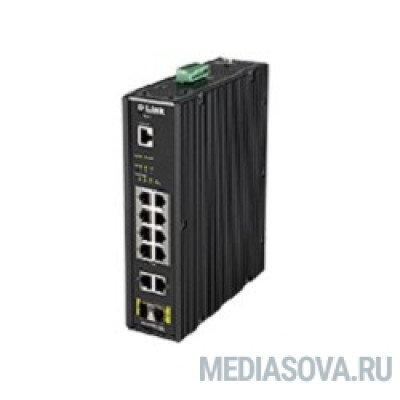  D-Link DIS-200G-12PS/A1A Промышленный управляемый коммутатор 2 уровня с 10 портами 10/100/1000Base-T и 2 портами 1000Base-X SFP (8 портов с поддержкой PoE 802.3af/802.3at (30 Вт),PoE бюджет до 240 Вт)