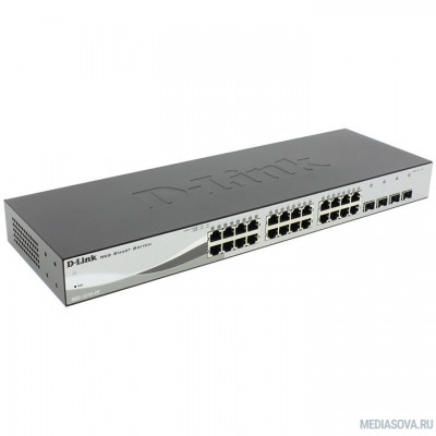  D-Link DGS-1210-28MP/ME/B1A PROJ Управляемый коммутатор 2 уровня с 24 портами 10/100/1000Base-T и 4 портами 1000Base-X SFP (24 порта с поддержкой PoE 802.3af/802.3at (30 Вт), PoE-бюджет 370 Вт)