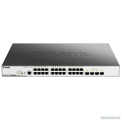  D-Link DGS-3000-28XMP/B1A Управляемый коммутатор 2 уровня с 24 портами 10/100/1000Base-T и 4 портами 10GBase-X SFP+ (24 порта с поддержкой PoE 802.3af/802.3at (30 Вт), PoE-бюджет 370 Вт)