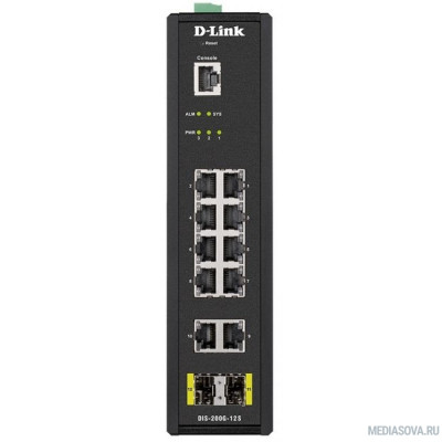  D-Link DIS-200G-12S/A1A PROJ Промышленный управляемый коммутатор 2 уровня с 10 портами 10/100/1000Base-T и 2 портами 1000Base-X SFP