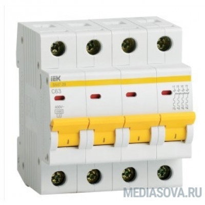  Iek MVA20-4-063-C Авт. выкл.ВА47-29 4Р 63А 4,5кА х-ка С ИЭК