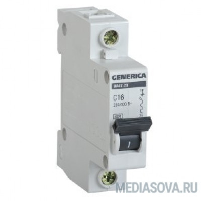  Iek MVA25-1-050-C Авт. выкл. ВА47-29 1Р 50А 4,5кА х-ка С GENERICA