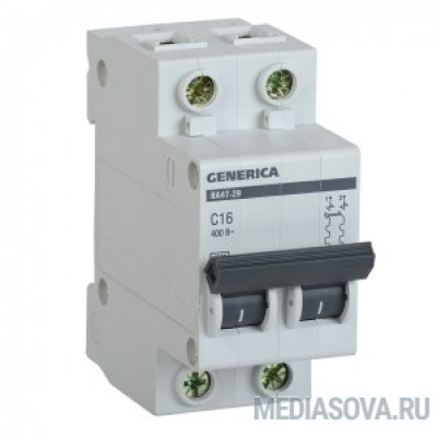  Iek MVA25-2-006-C Авт. выкл. ВА47-29 2Р 6А 4,5кА х-ка С GENERICA