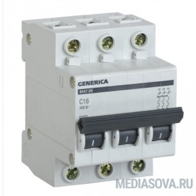  Iek MVA25-3-006-C Авт. выкл. ВА47-29 3Р 6А 4,5кА х-ка С GENERICA