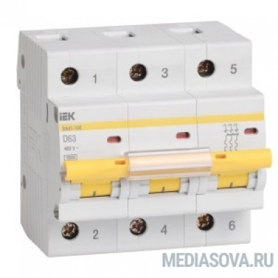  Iek MVA40-3-100-D Авт. выкл.ВА47-100 3Р100А 10кА х-ка D ИЭК