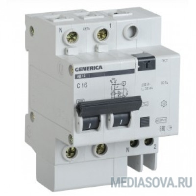  Iek MAD15-2-010-C-030 Диф.автомат АД12 2Р 10А 30мА GENERICA