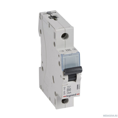  Legrand 403858 Автоматический выключатель TX3 6000 - 10 кА - тип характеристики B - 1П - 230/400 В~ - 10 А - 1 модуль