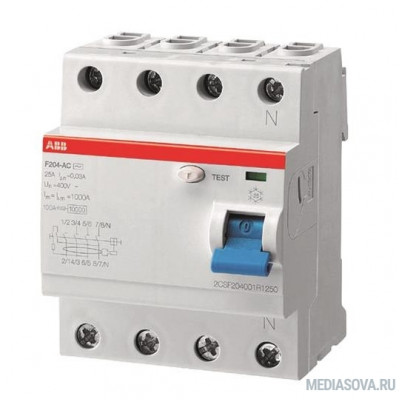  ABB 2CSF204001R1250 Выкл.диф.тока 4мод. F204 AC-25/0,03