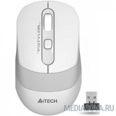  A-4Tech Мышь FStyler FG10 WHITE белый/серый оптическая (2000dpi) беспроводная USB [1147569]