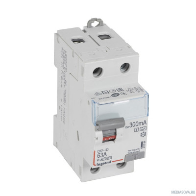  Legrand 411584 Выключатель дифференциального тока DX?-ID - 2П - 230 В~ - 63 А - тип A - 300 мА - селективный - 2 модуля