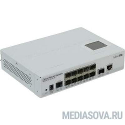  MikroTik CRS212-1G-10S-1S+IN Коммутатор Cloud Router Switch with Atheros QC8519 400Mhz CPU, 64MB RAM, 1xGigabit LAN, 10xSFP cages, 1xSFP+ cage, RouterOS L5, LCD panel, desktop case, PSU