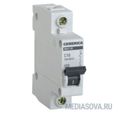  Iek MVA25-1-006-C Авт. выкл. ВА47-29 1Р 6А 4,5кА х-ка С GENERICA