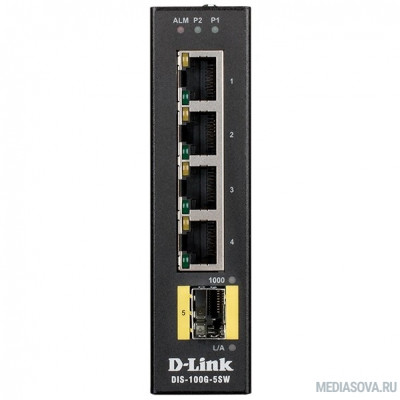  D-Link DIS-100G-5SW/A1A Промышленный неуправляемый коммутатор с 4 портами 10/100/1000Base-T, 1 портом 1000Base-X SFP, функцией энергосбережения и поддержкой QoS