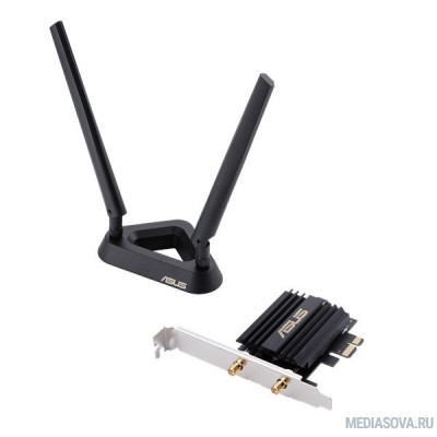  ASUS PCE-AX58BT Двухдиапазонный беспроводной адаптер Wi-Fi 6 (802.11ax): форм-фактор PCIe, 2 внешние антенны, Bluetooth 5.0, стандарт шифрования WPA3, технологии OFDMA и MU-MIMO (90IG0610-MO0R00)
