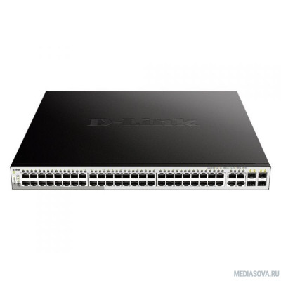  D-Link DGS-1210-52MP/FL1A Управляемый L2 коммутатор с 48 портами 10/100/1000Base-T и 4 комбо-портами 100/1000Base-T/SFP (48 портов PoE 802.3af/at, PoE-бюджет 370 Вт)
