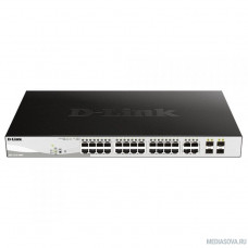 D-Link DGS-1210-28MP/FL1 PROJ Настраиваемый коммутатор WebSmart с 24 портами 10/100/1000Base-T и 4 комбо-портами 100/1000Base-T/SFP (24 порта с поддержкой PoE 802.3af/802.3at (30 Вт),PoE-бюджет 370 Вт